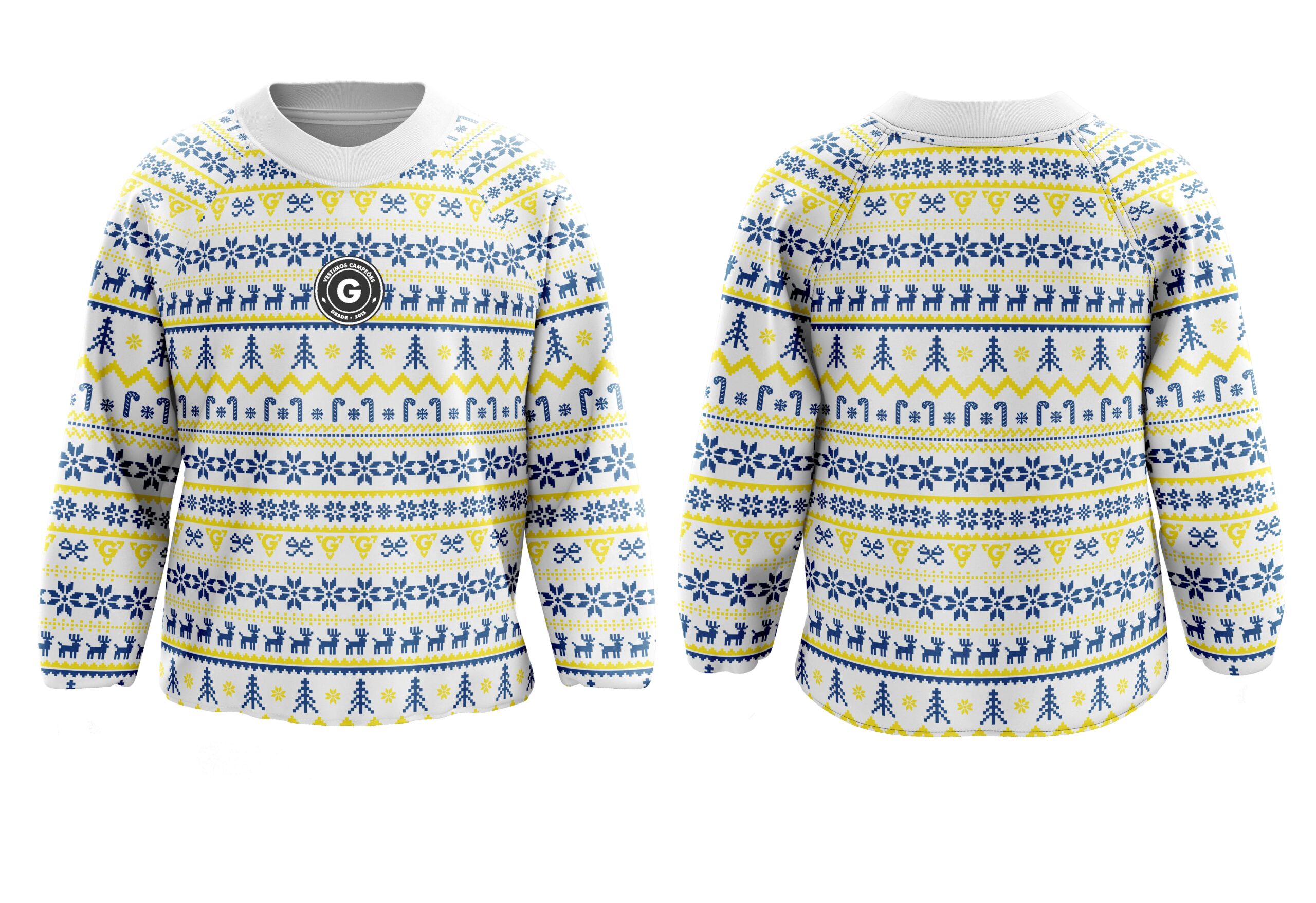 Camisola de Natal amarelo azul