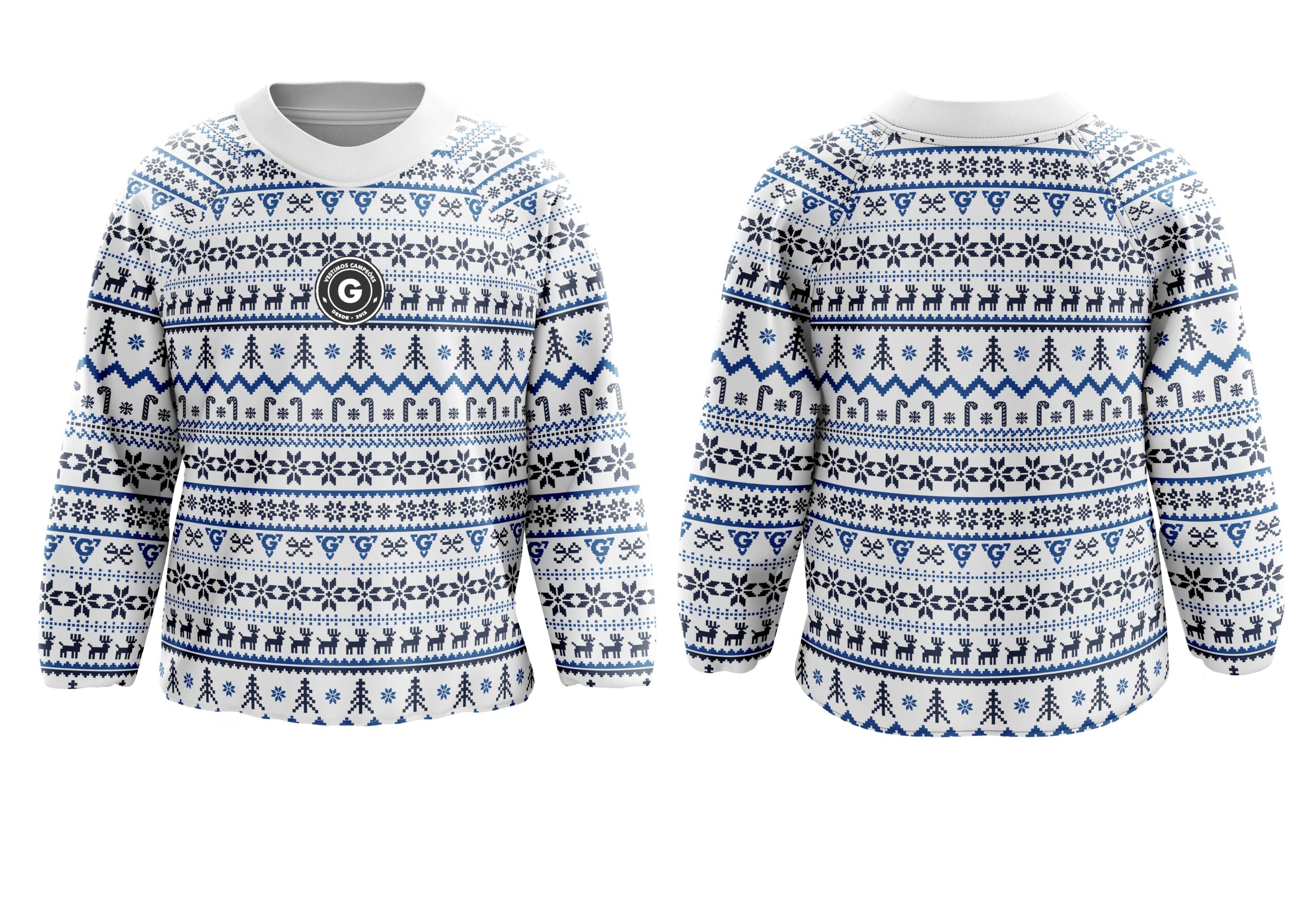 Camisola de Natal branco azul