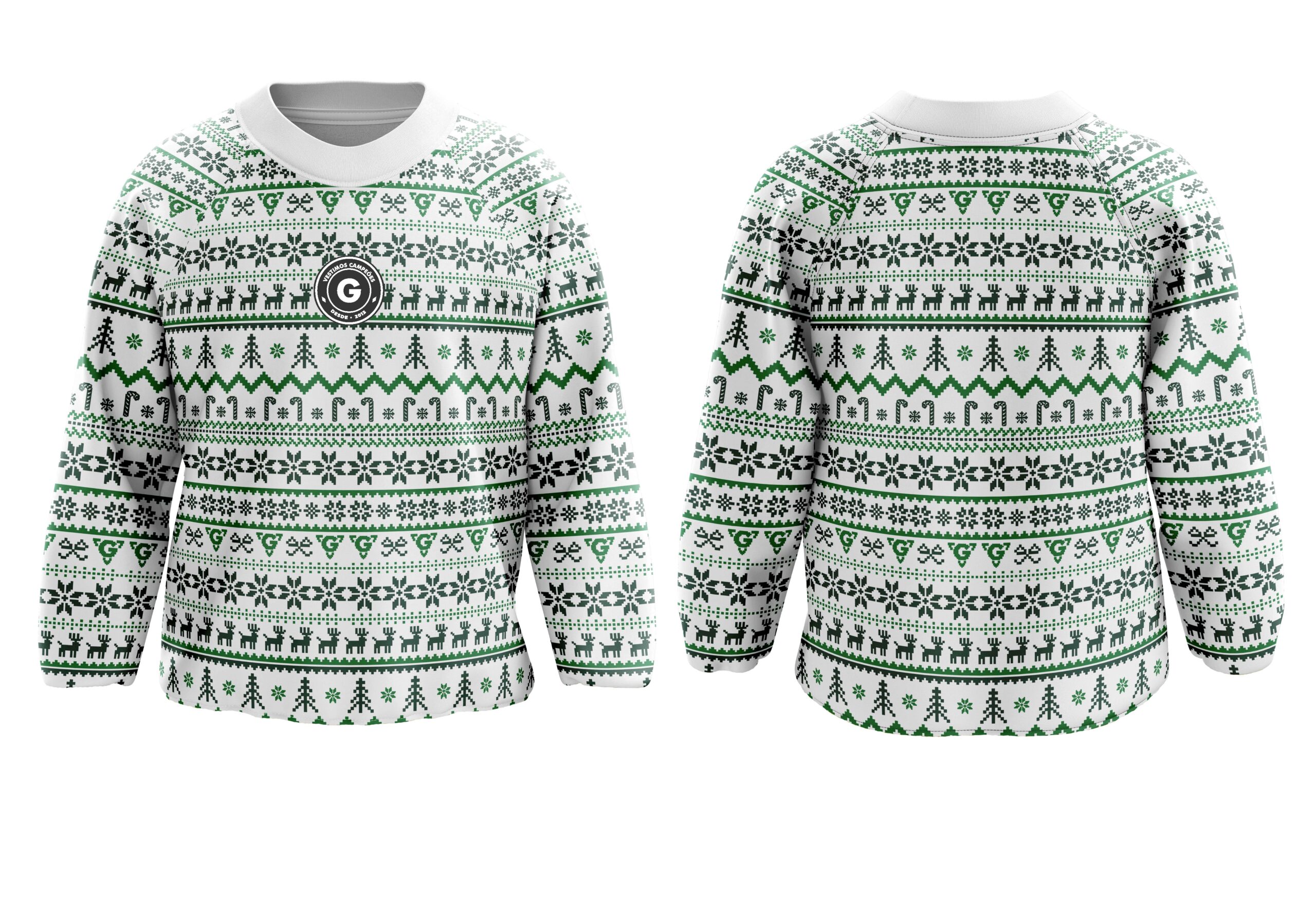 Camisola de Natal branco verde